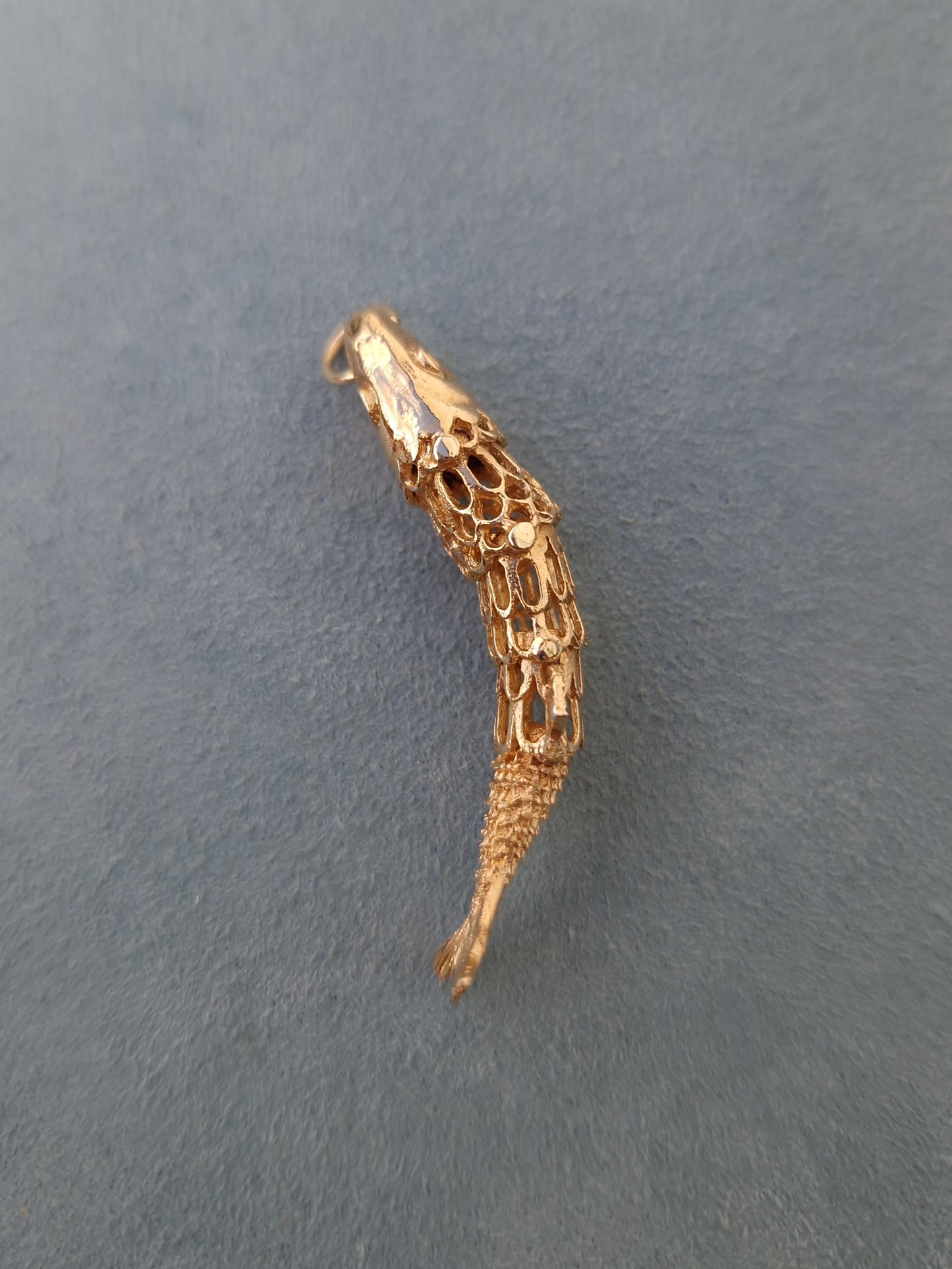 Vintage Articulated Fish Pendant 9ct Gold