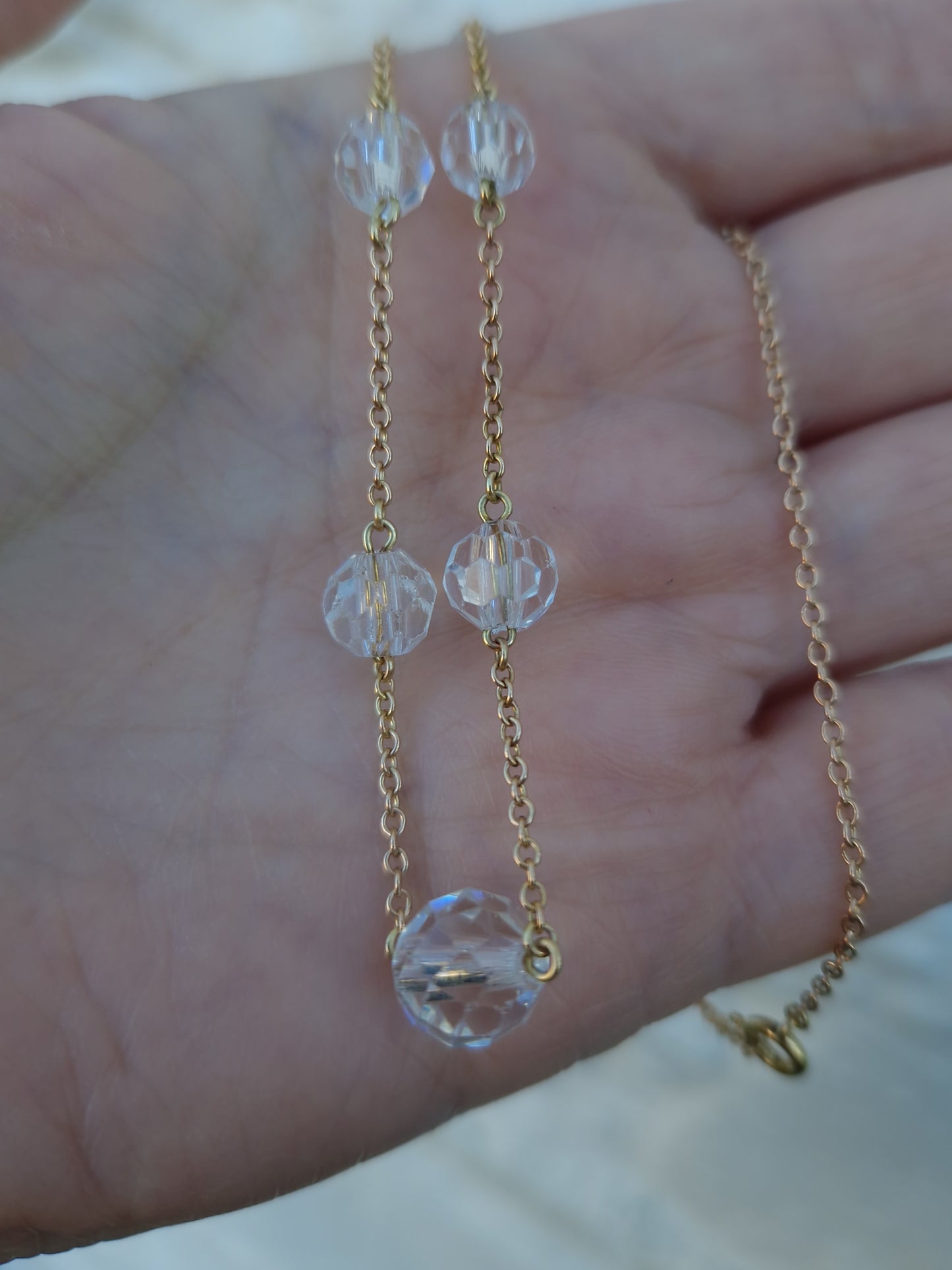 Antique Glass Bead 9ct Gold Necklace