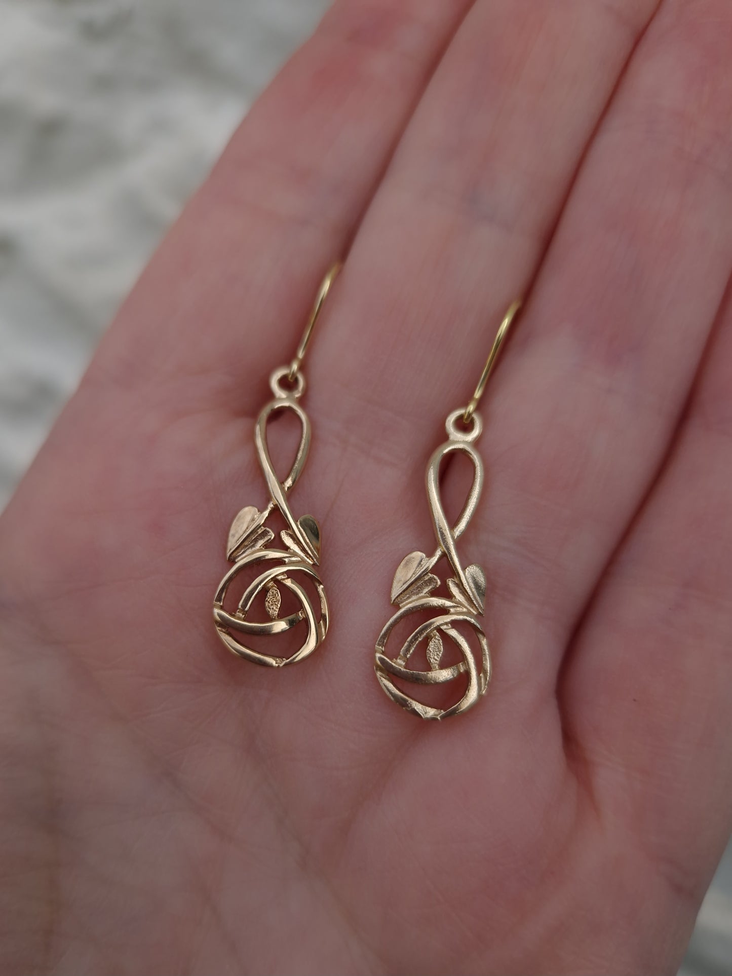 Vintage Art Nouveau Style 9ct Gold Earrings