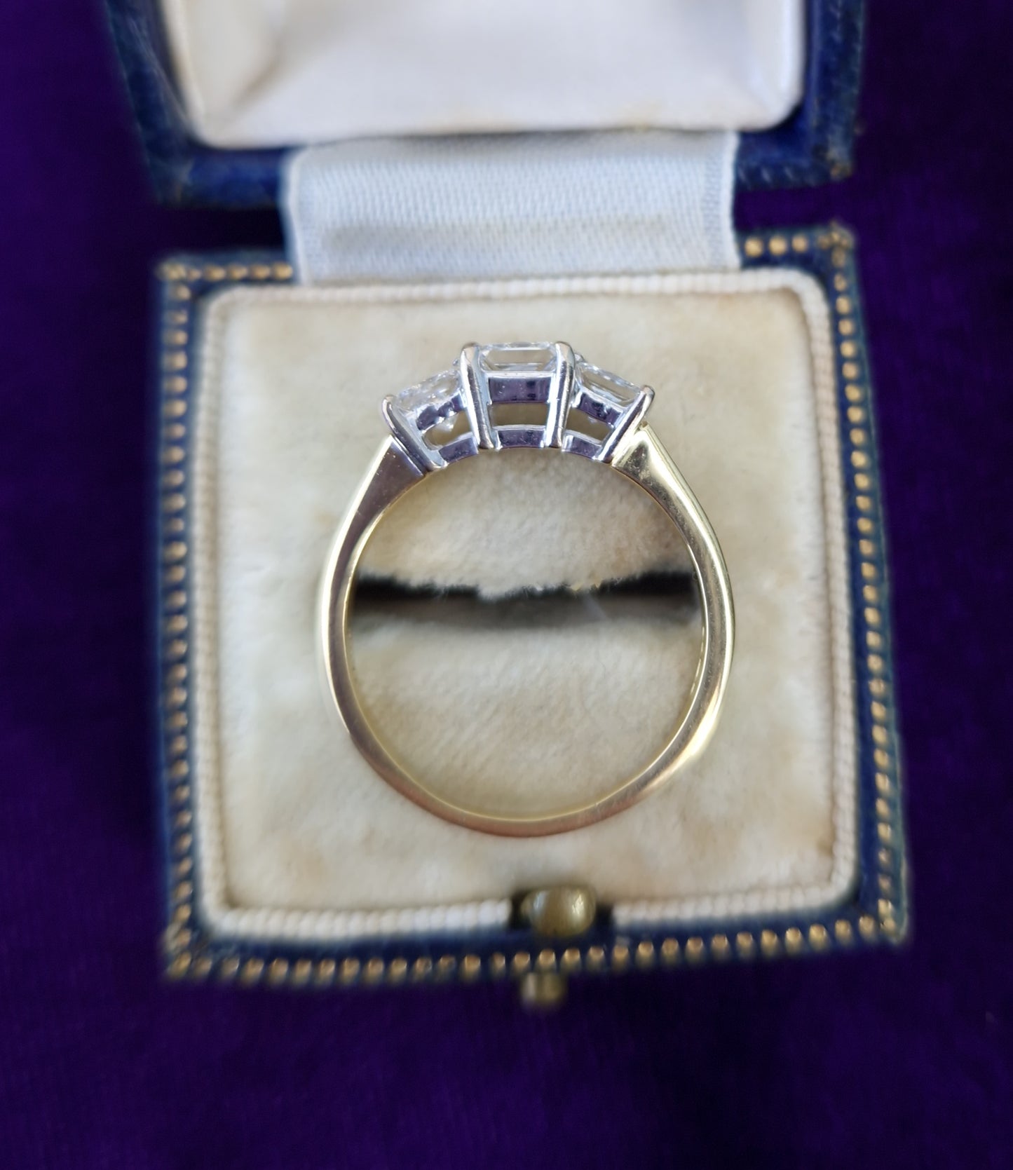 Vintage Princess Cut 1.02ct Diamond Trilogy 18ct Gold Ring