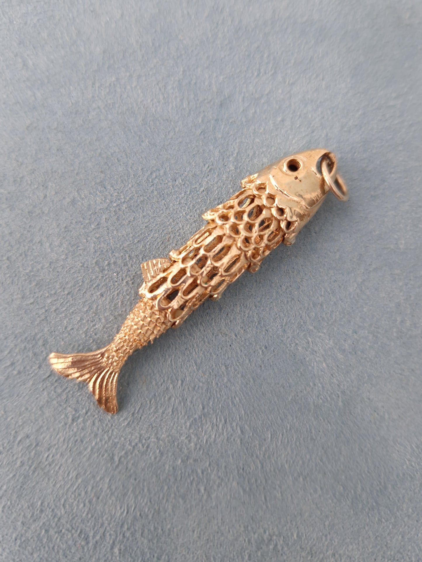 Vintage Articulated Fish Pendant 9ct Gold