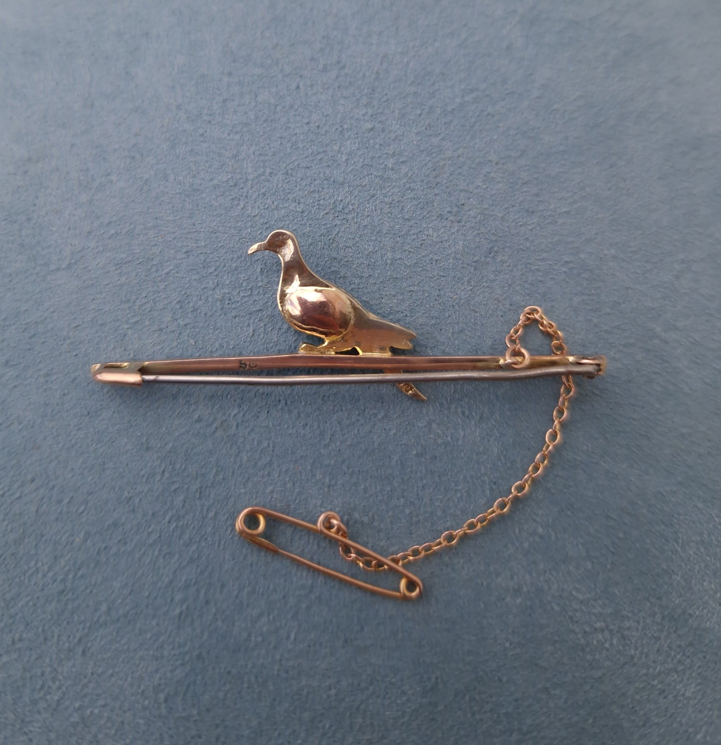 Antique Enamel & Pearl Pigeon Bar Brooch 9ct Gold