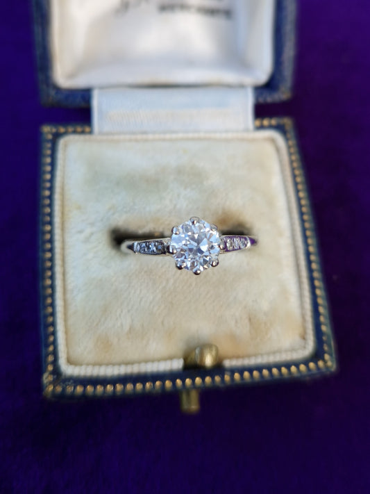 Antique 0.85ct Diamond Platinum Solitaire Ring