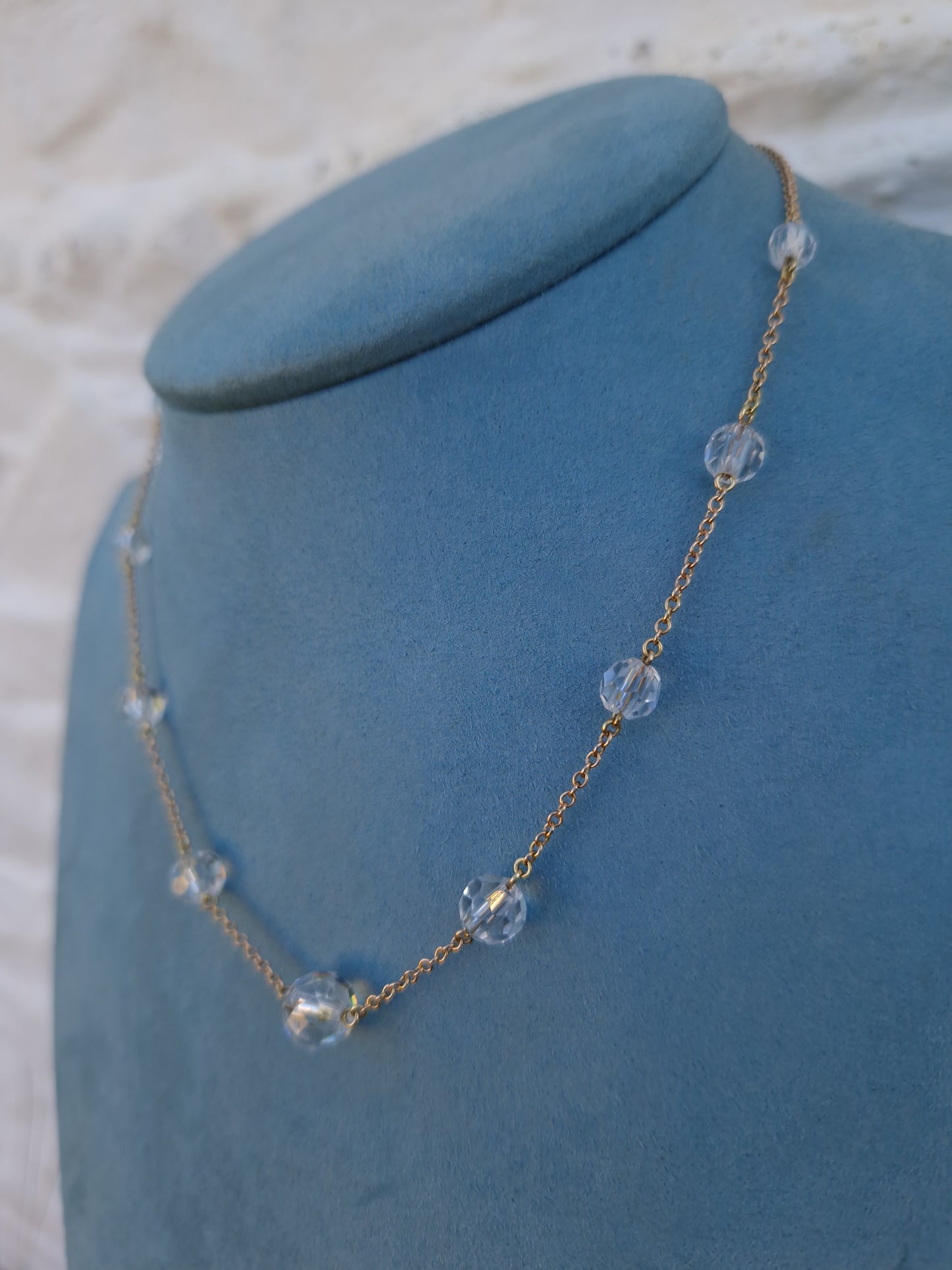 Antique Glass Bead 9ct Gold Necklace