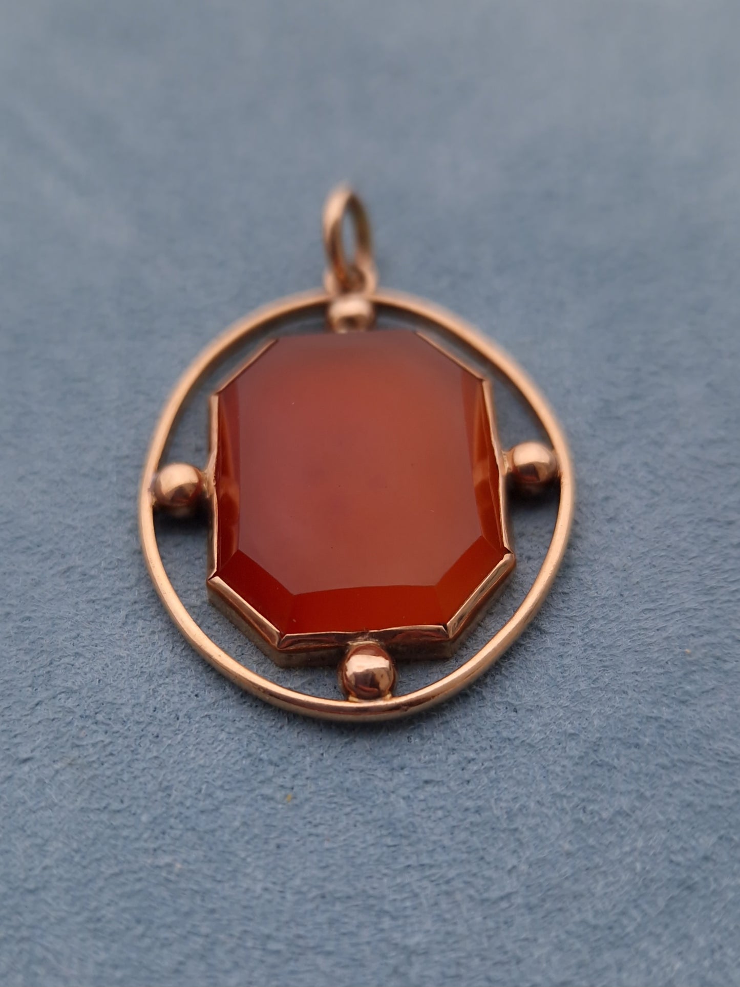 Antique Edwardian Carnelian 9ct Rose Gold Pendant