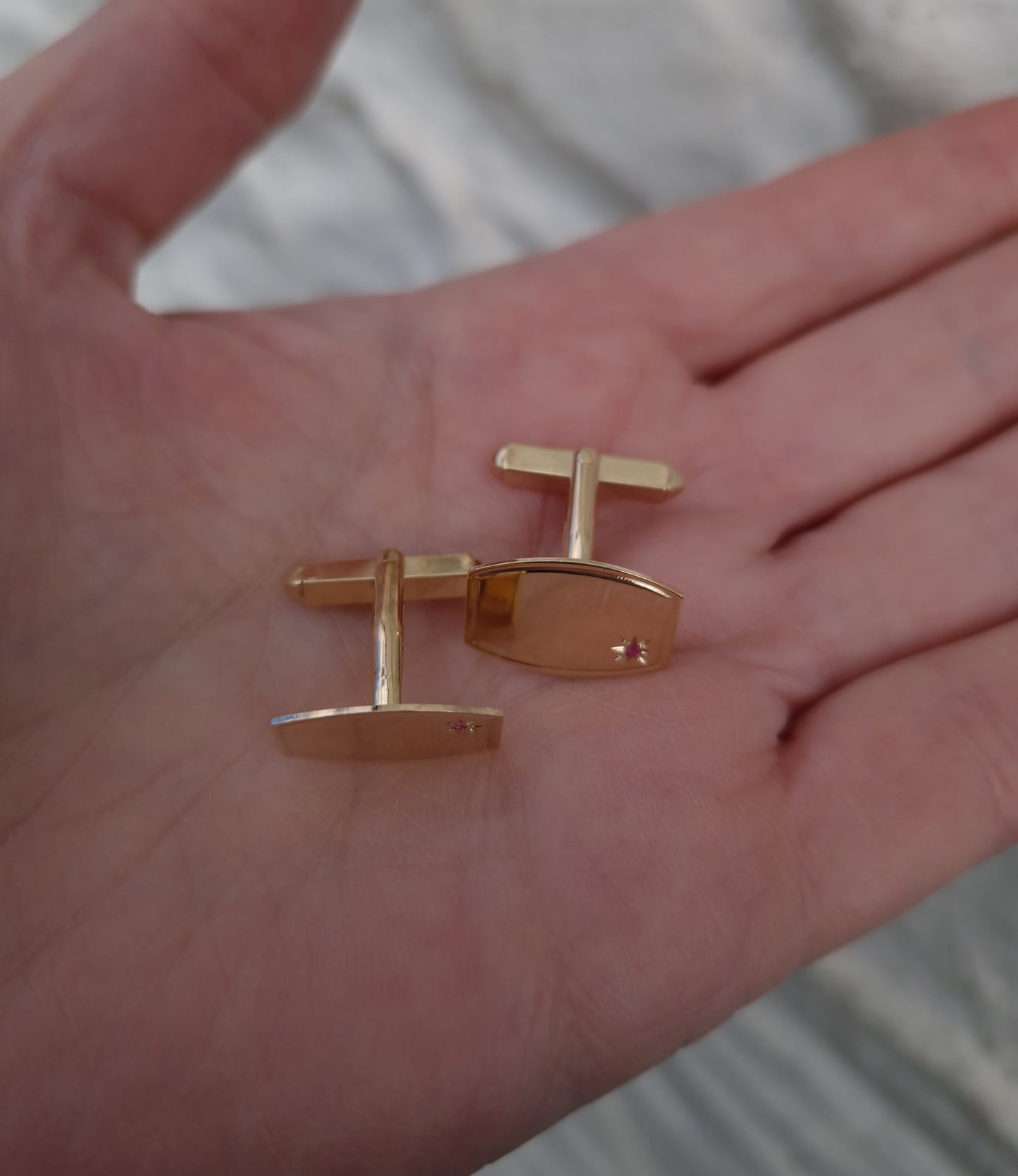 Vintage Ruby 9ct Gold Cufflinks