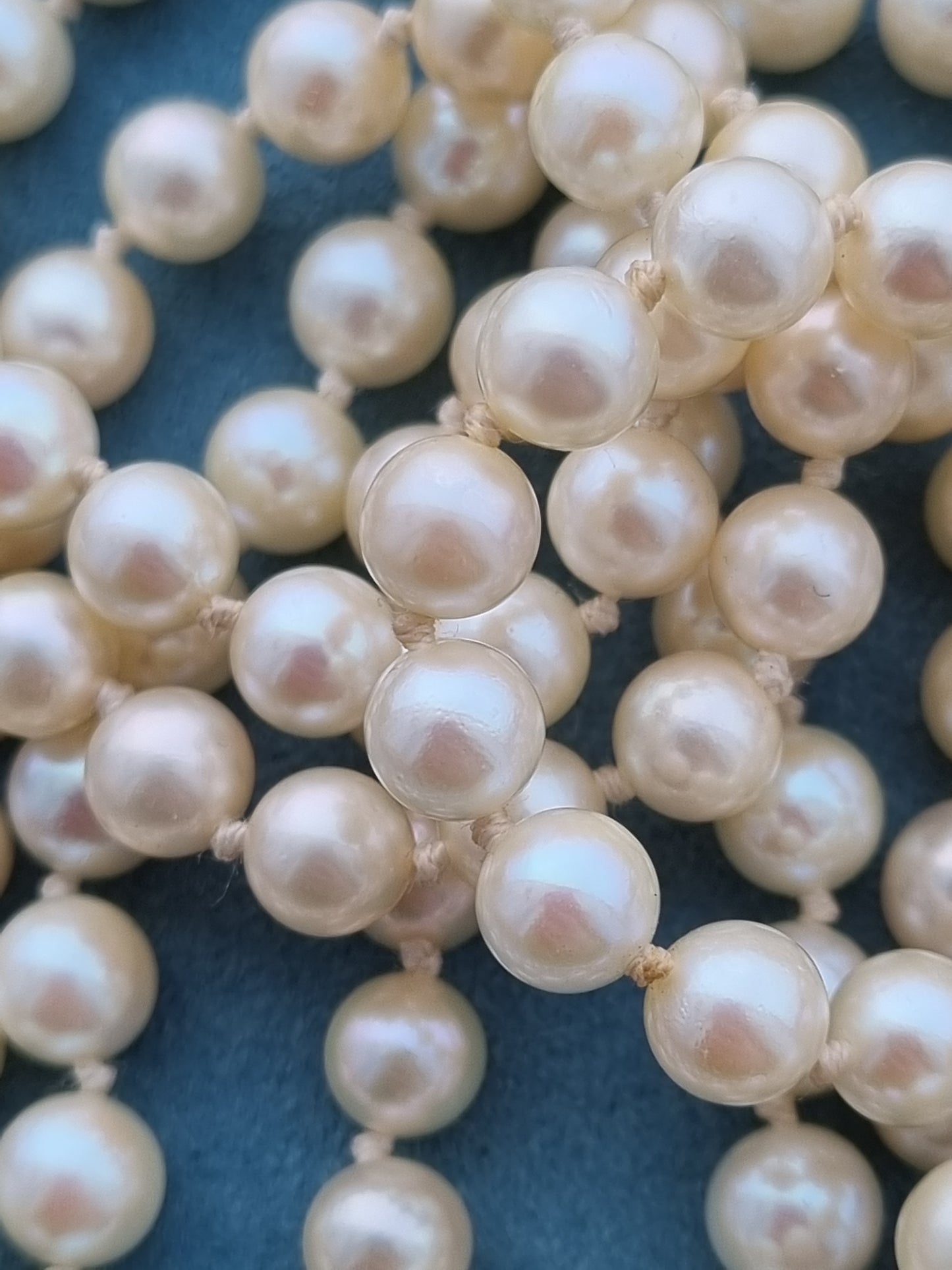 Vintage Double Pearl Strand Necklace 9ct Gold Coral Clasp