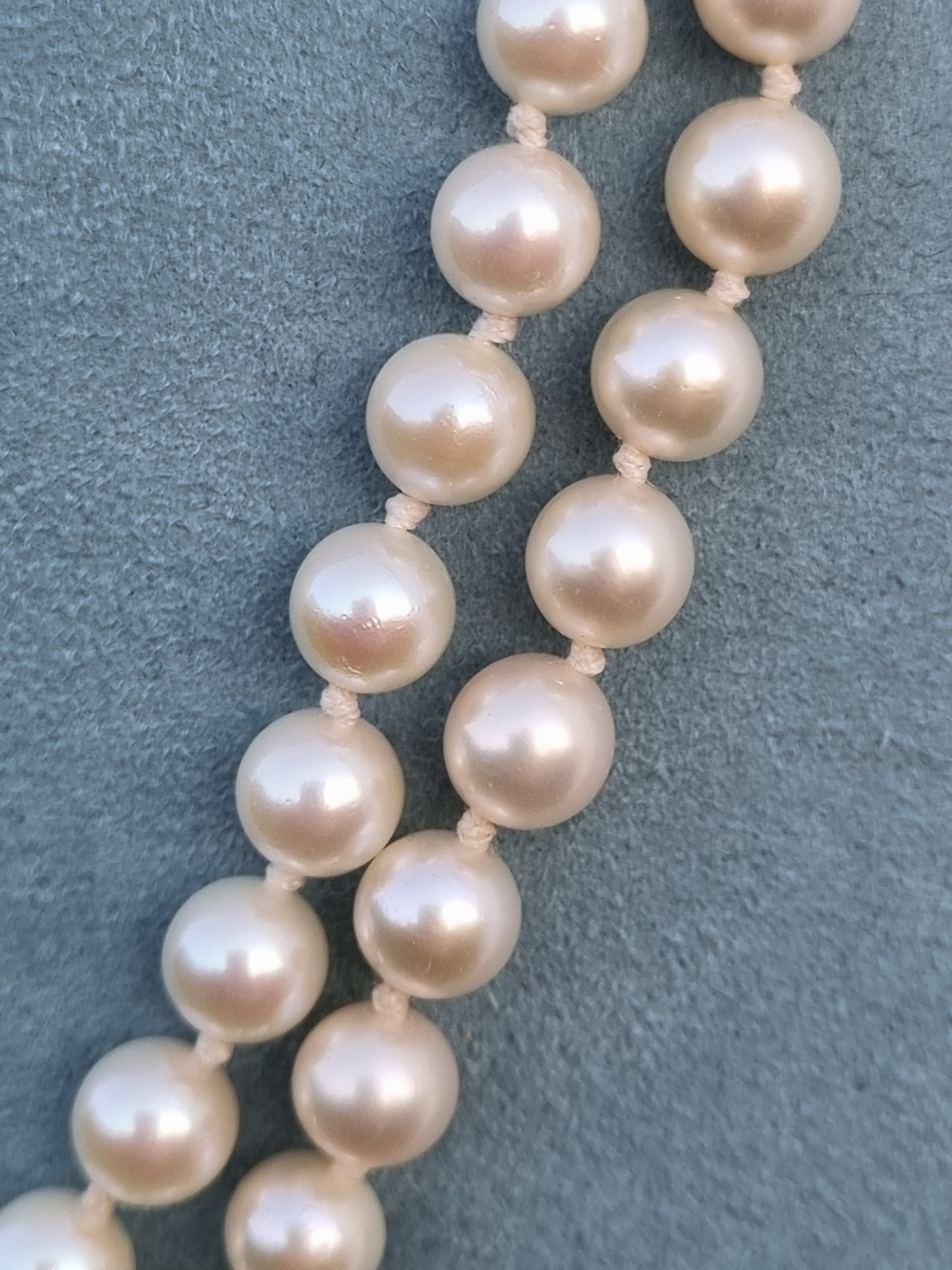 Vintage Double Pearl Strand Necklace 9ct Gold Coral Clasp