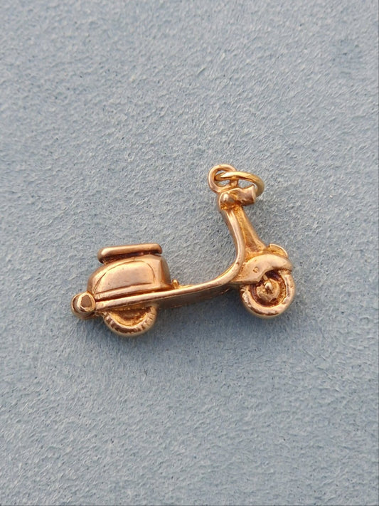 Vintage Scooter Pendant Charm 9ct Gold