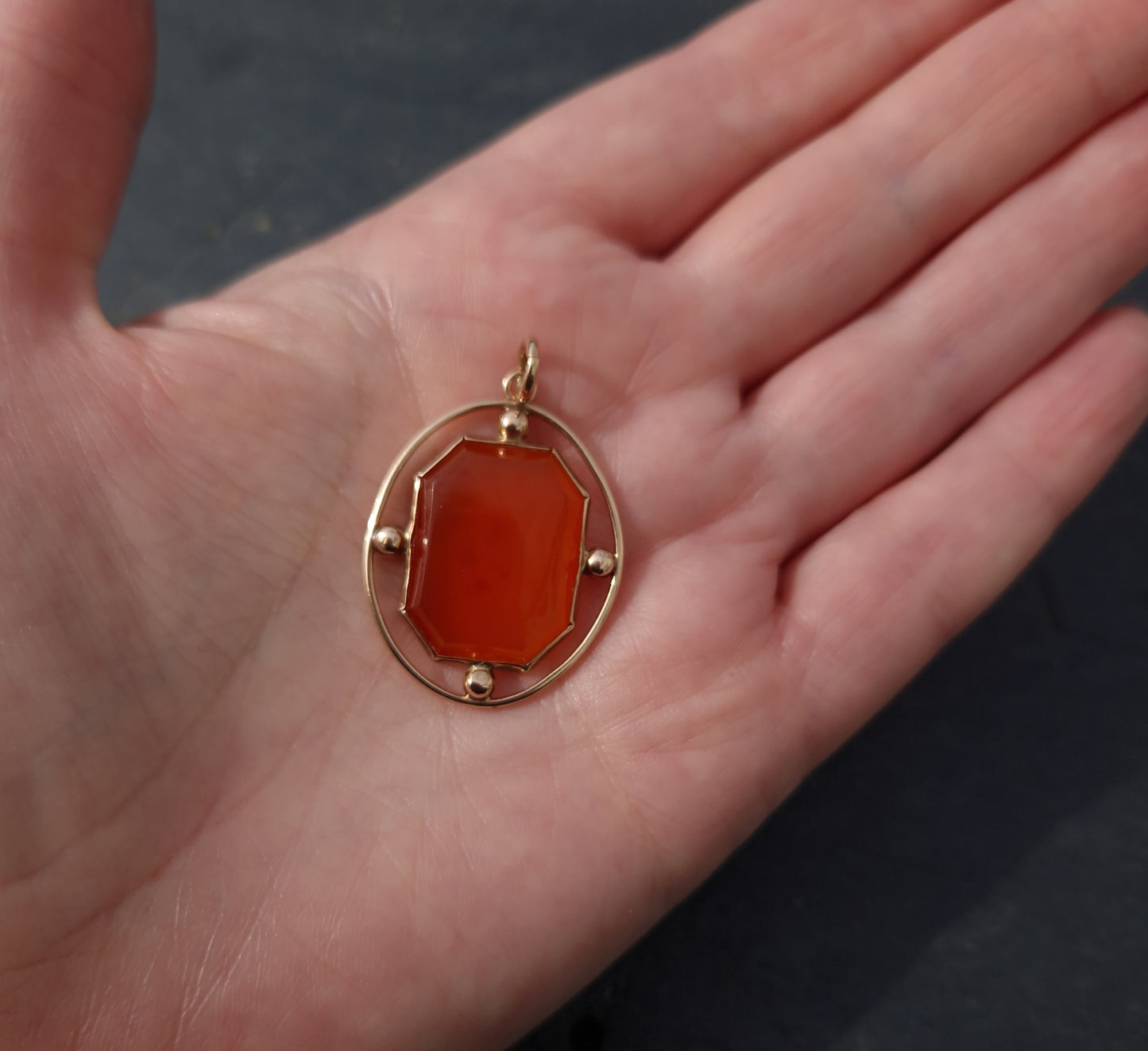 Antique Carnelian 9ct Rose Gold Pendant