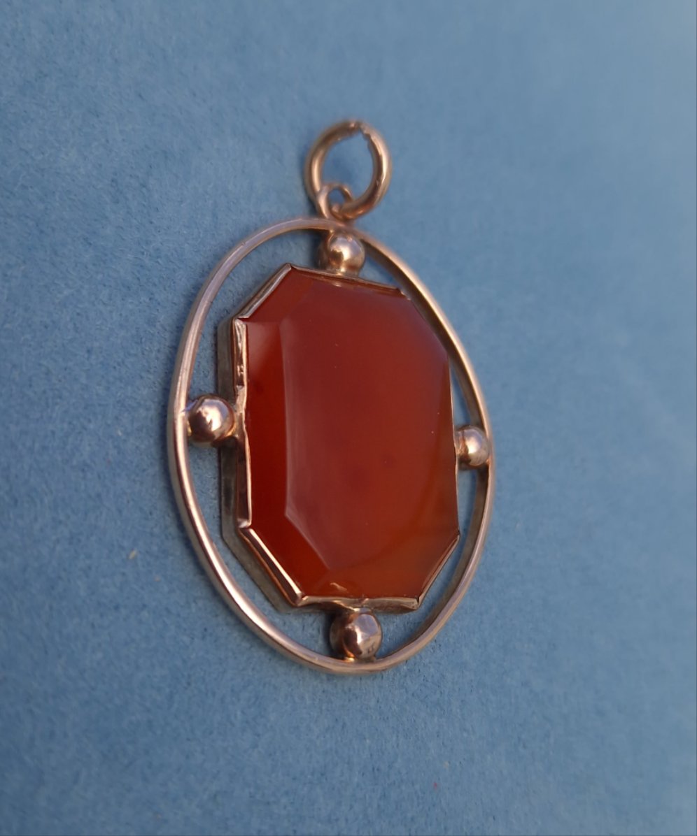 Antique Carnelian 9ct Rose Gold Pendant