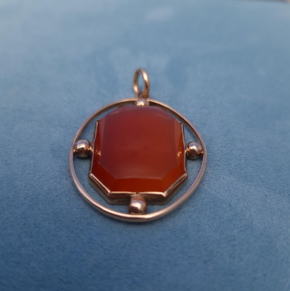 Antique Carnelian 9ct Rose Gold Pendant