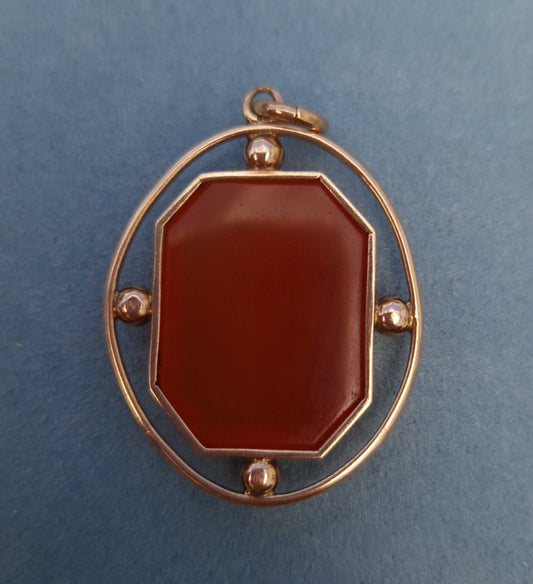 Antique Carnelian 9ct Rose Gold Pendant