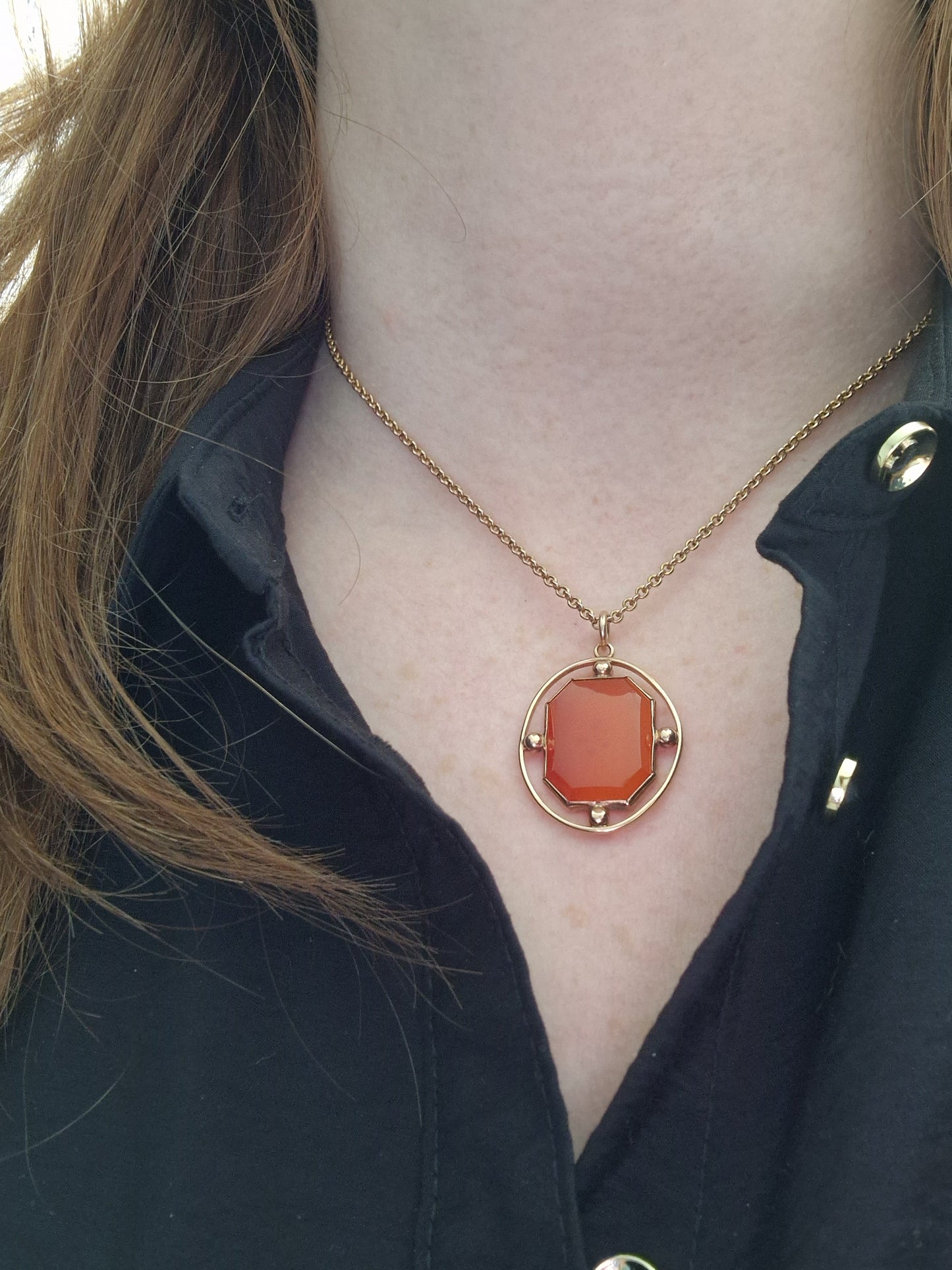 Antique Carnelian 9ct Rose Gold Pendant