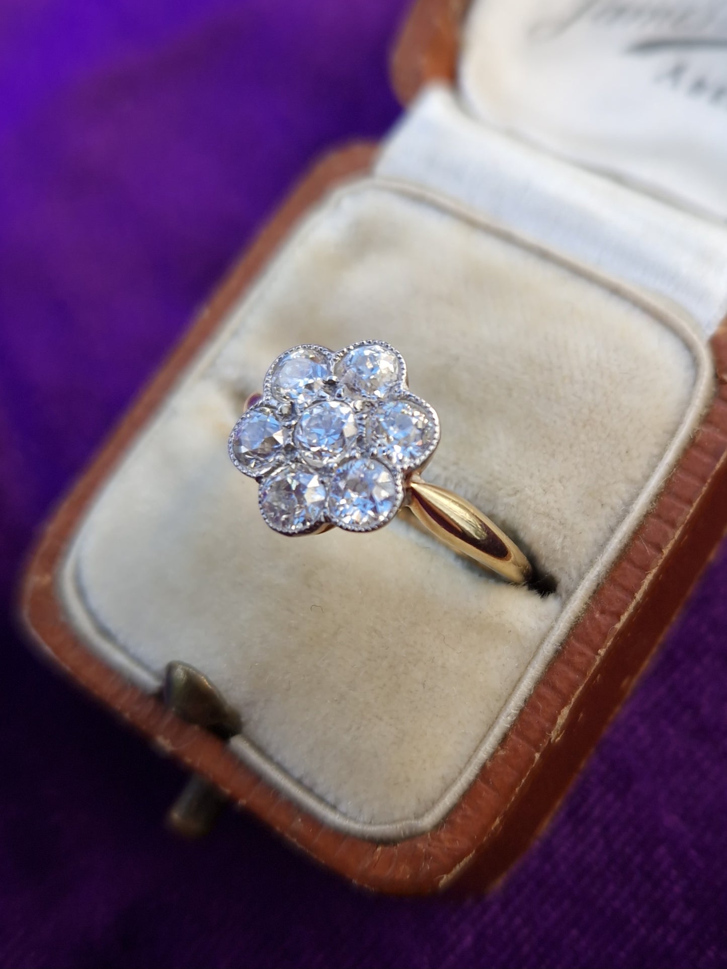 Antique 1.10ct Diamond Daisy Ring 18ct Gold