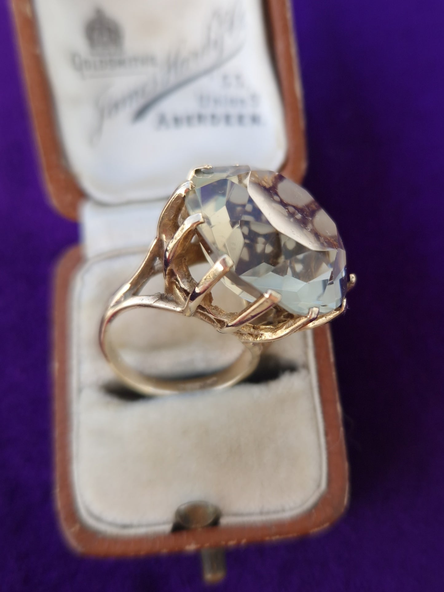 Vintage Citrine Cocktail 9ct Gold Ring