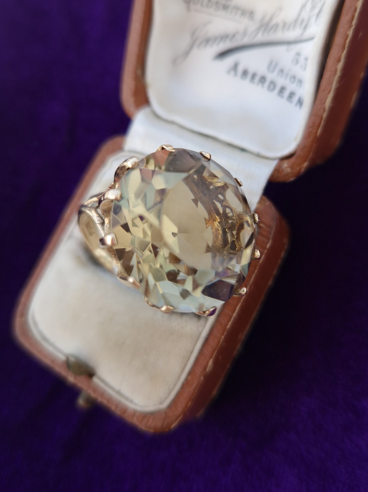 Vintage Citrine Cocktail 9ct Gold Ring