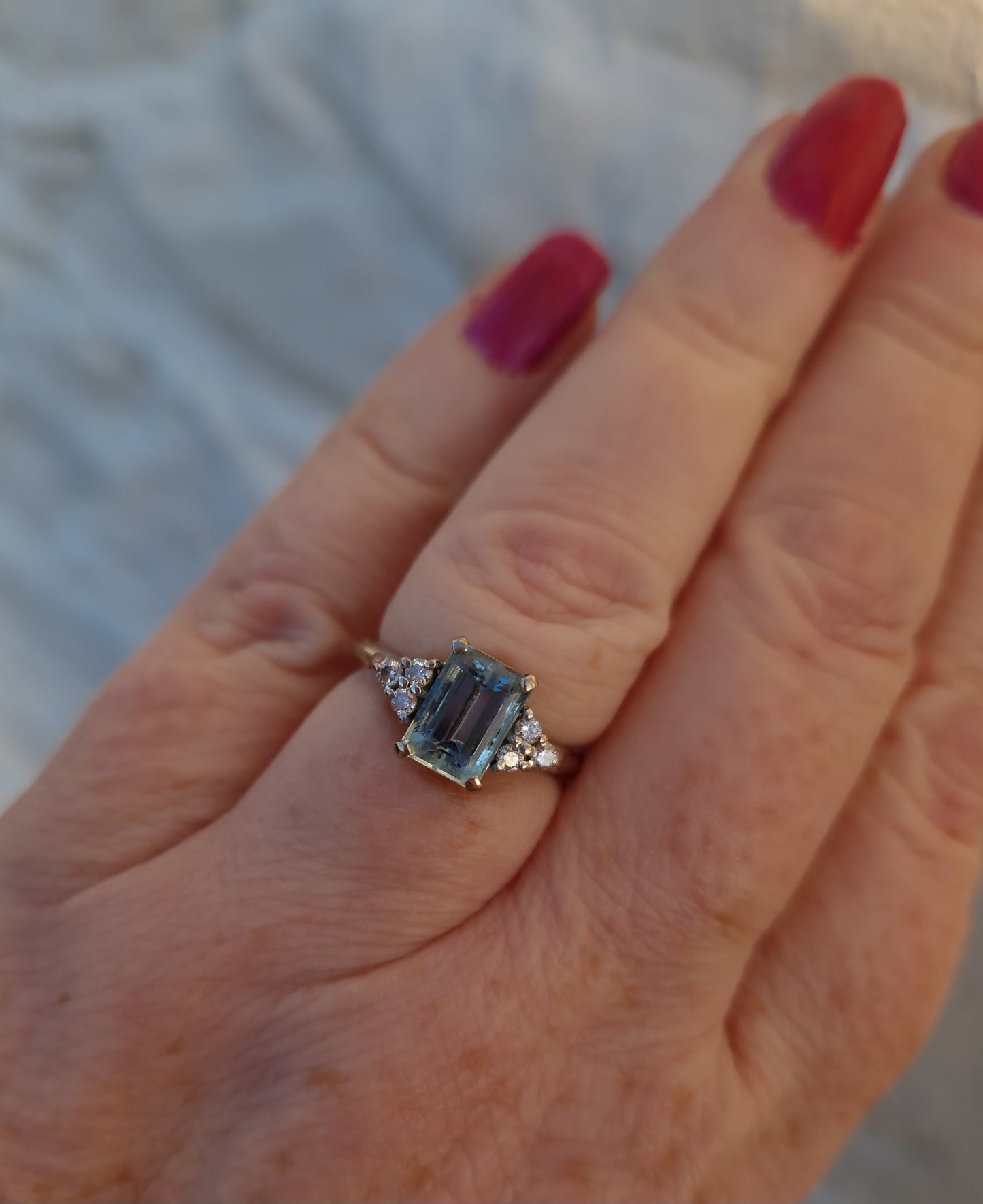 Aquamarine Diamond 18ct White Gold Ring