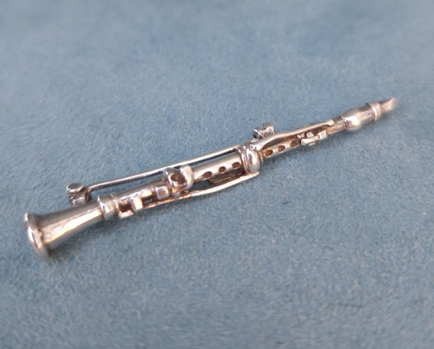 Vintage Silver Clarinet Brooch