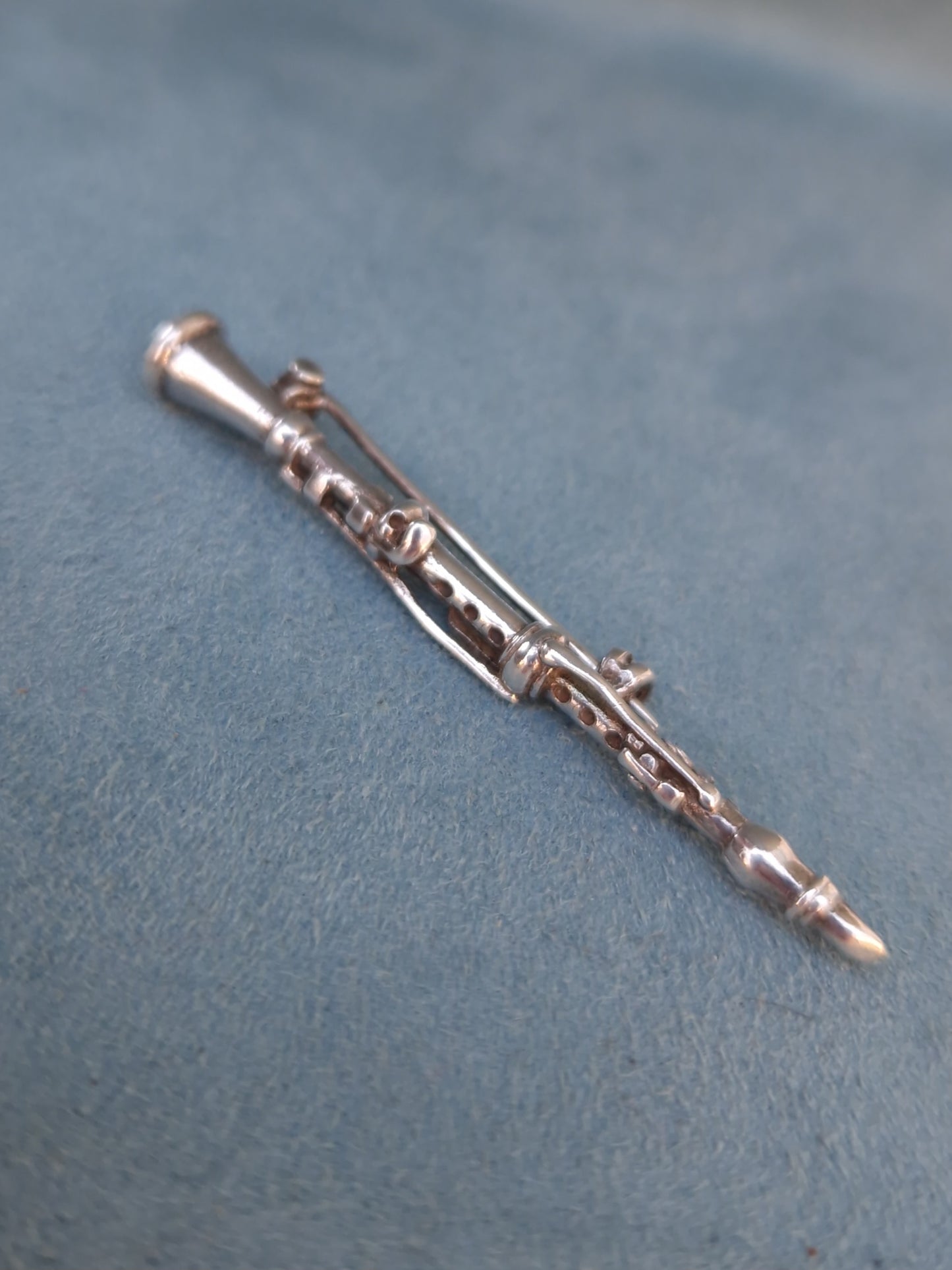 Vintage Silver Clarinet Brooch