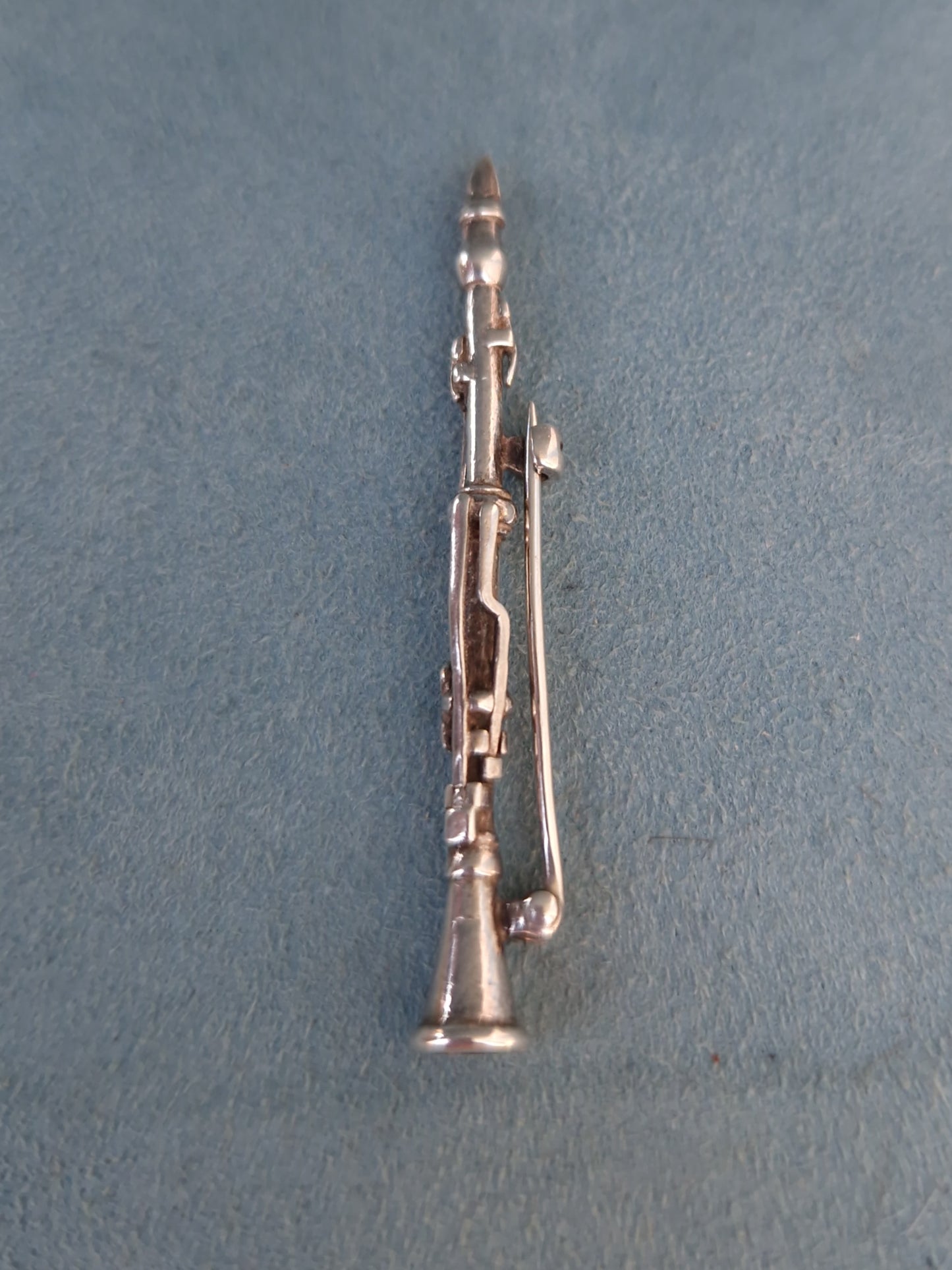 Vintage Silver Clarinet Brooch