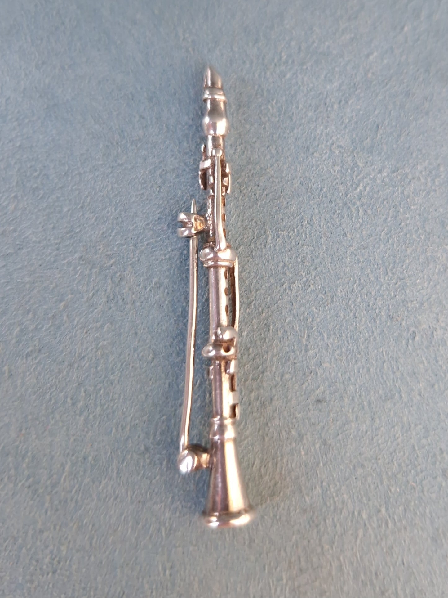 Vintage Silver Clarinet Brooch