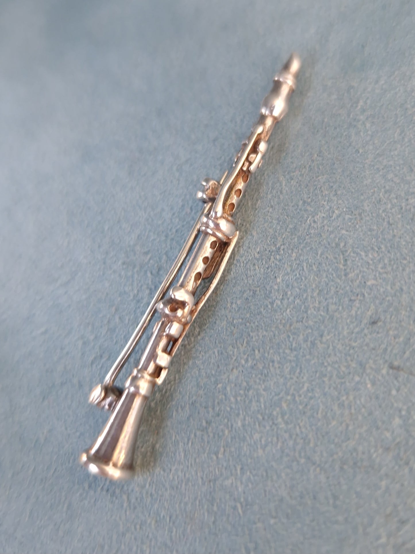 Vintage Silver Clarinet Brooch