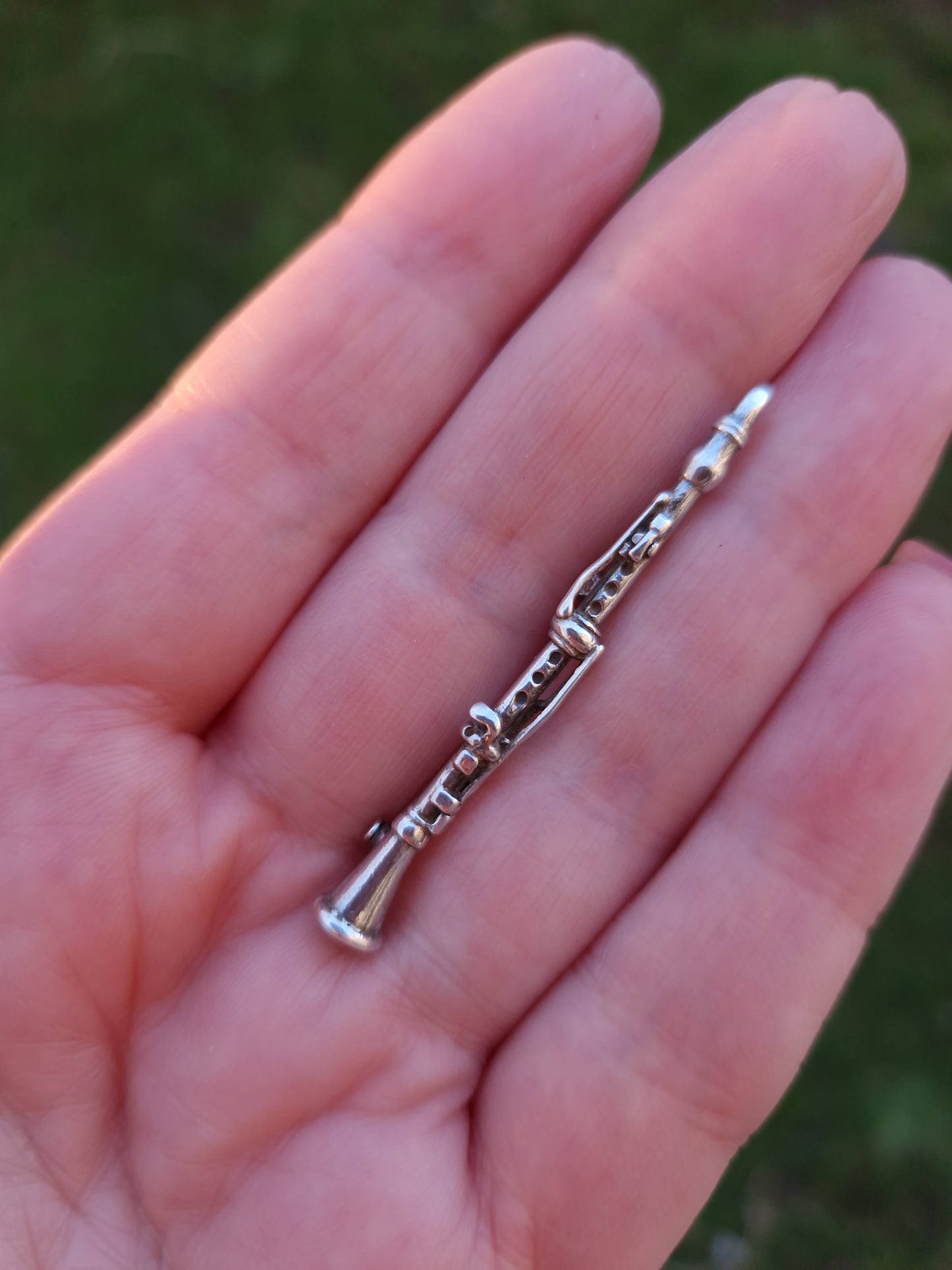 Vintage Silver Clarinet Brooch