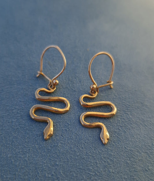 Vintage Snake Earrings 14ct Gold