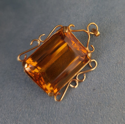 Vintage 18ct Gold Citrine Pendant