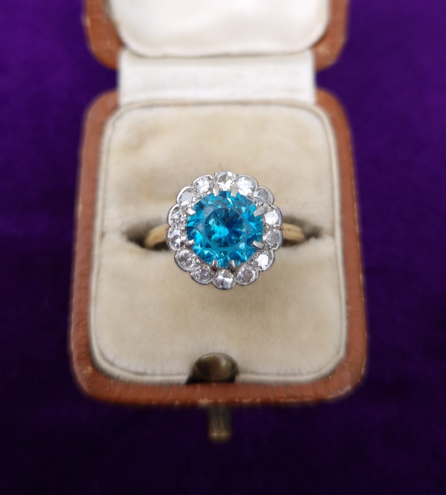 Vintage Zircon Diamond Ring 18ct Gold Platinum