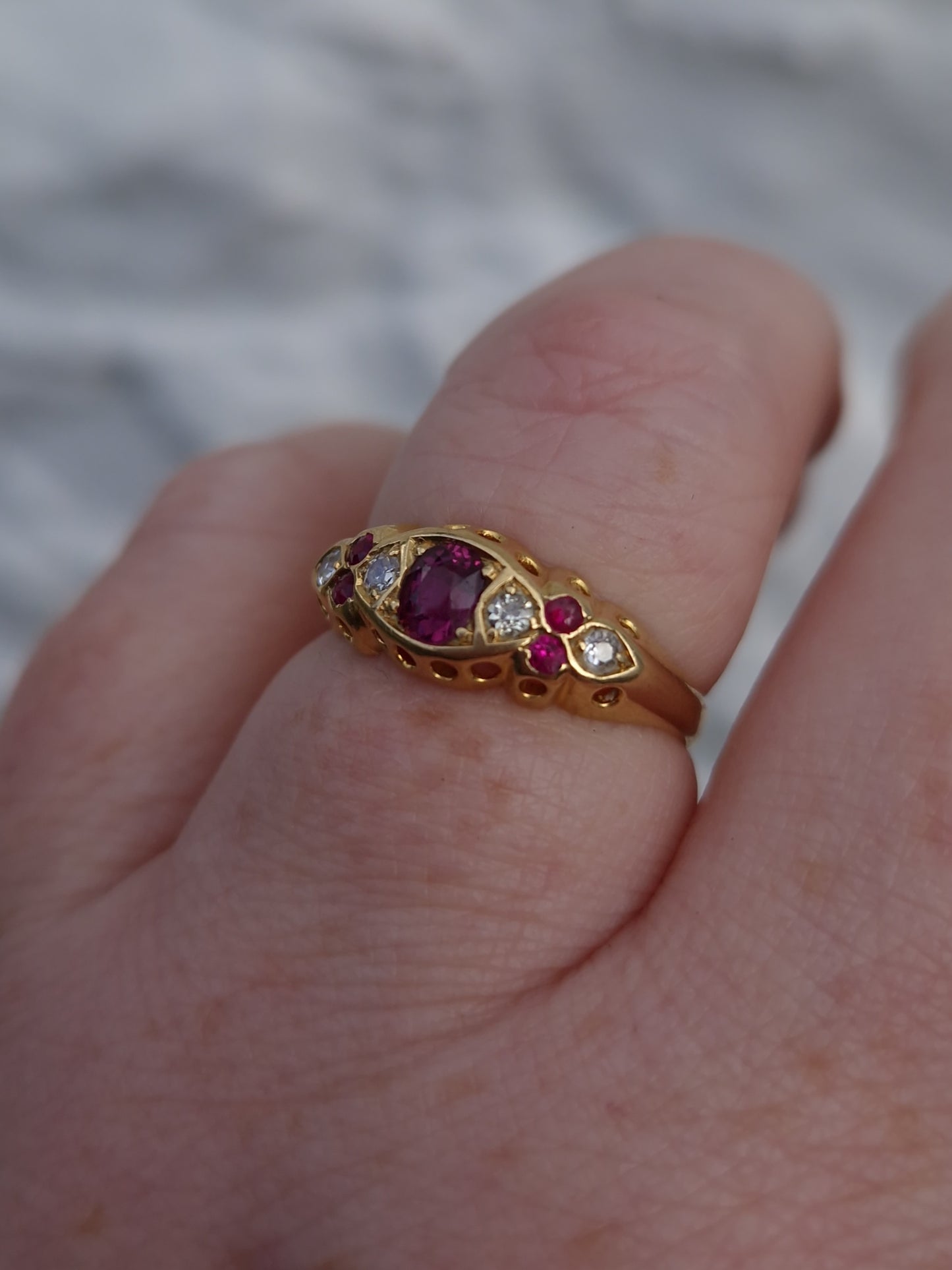 Antique Ruby & Diamond 18ct Gold Ring