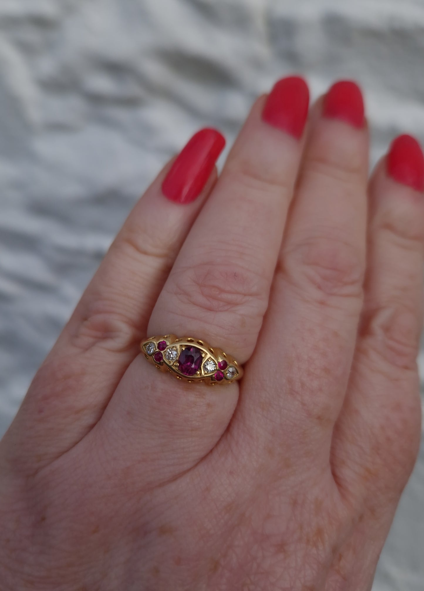 Antique Ruby & Diamond 18ct Gold Ring