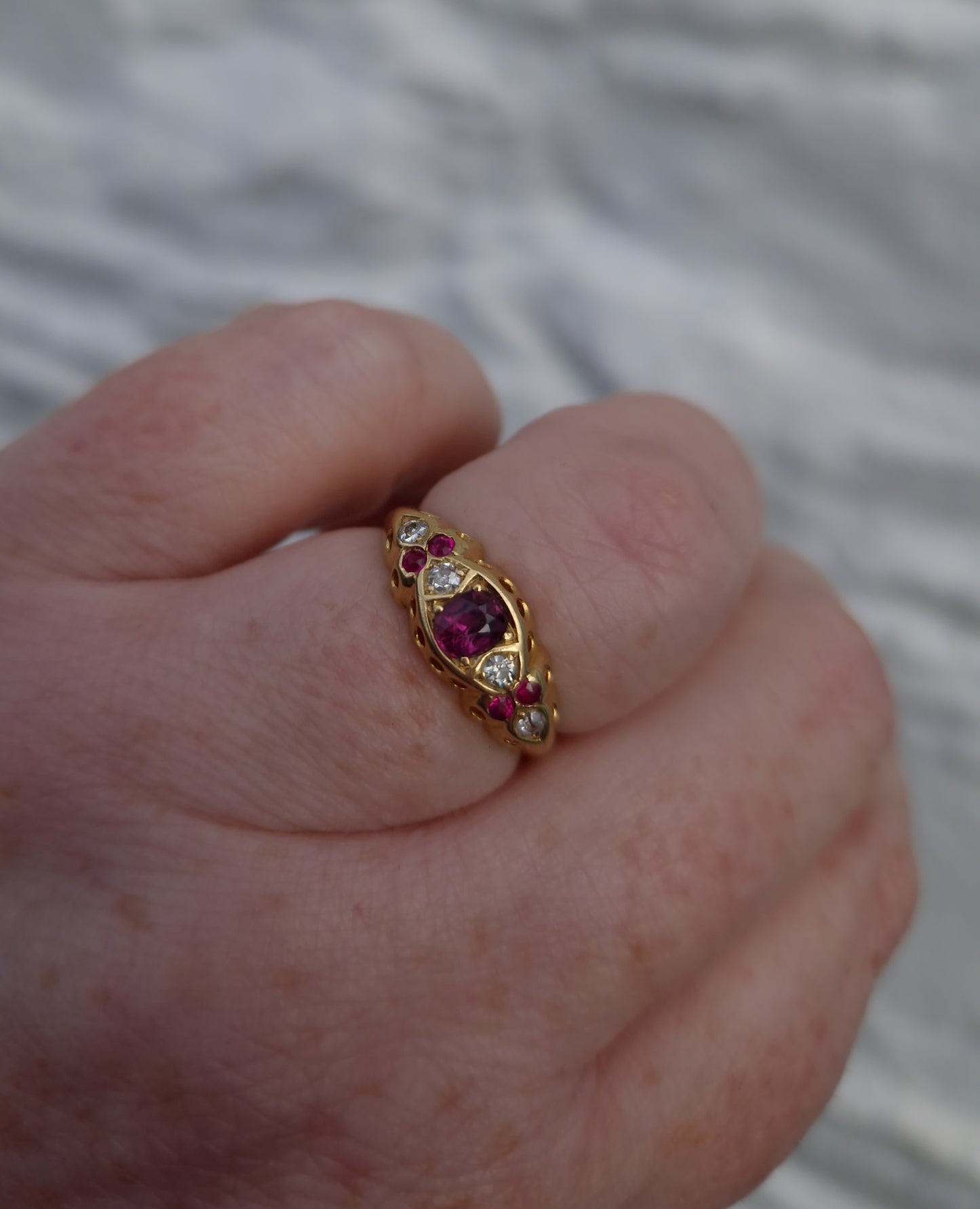 Antique Ruby & Diamond 18ct Gold Ring