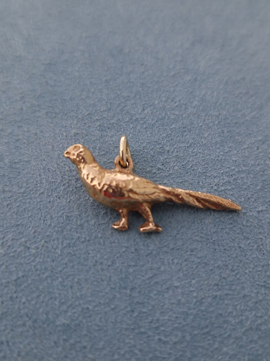 Antique Pheasant Charm 9ct Gold