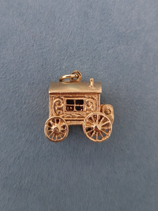 Vintage Fortune Teller Caravan Charm Pendant 9ct Gold