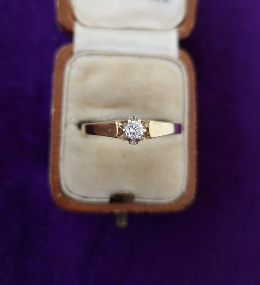 Vintage 0.15ct Diamond Solitaire Ring 14ct Gold