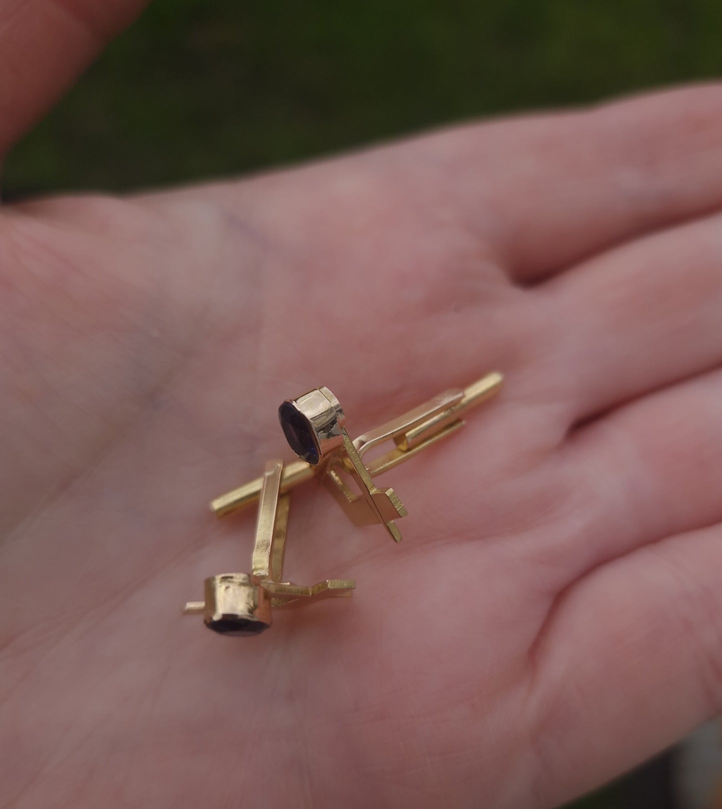 Vintage Iolite Masonic 18ct Gold Cufflinks