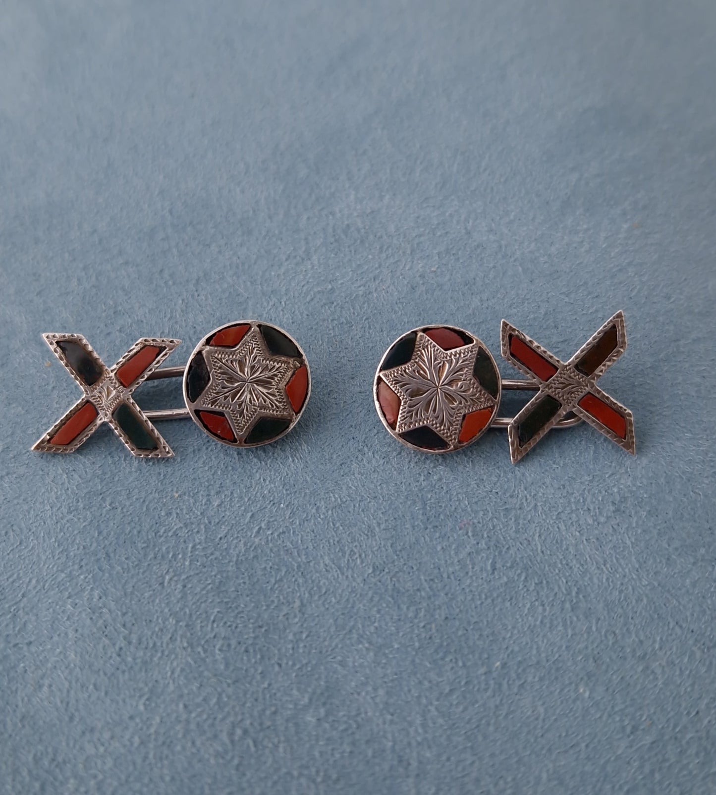 Antique Victorian Scottish Pebble Silver Cufflinks