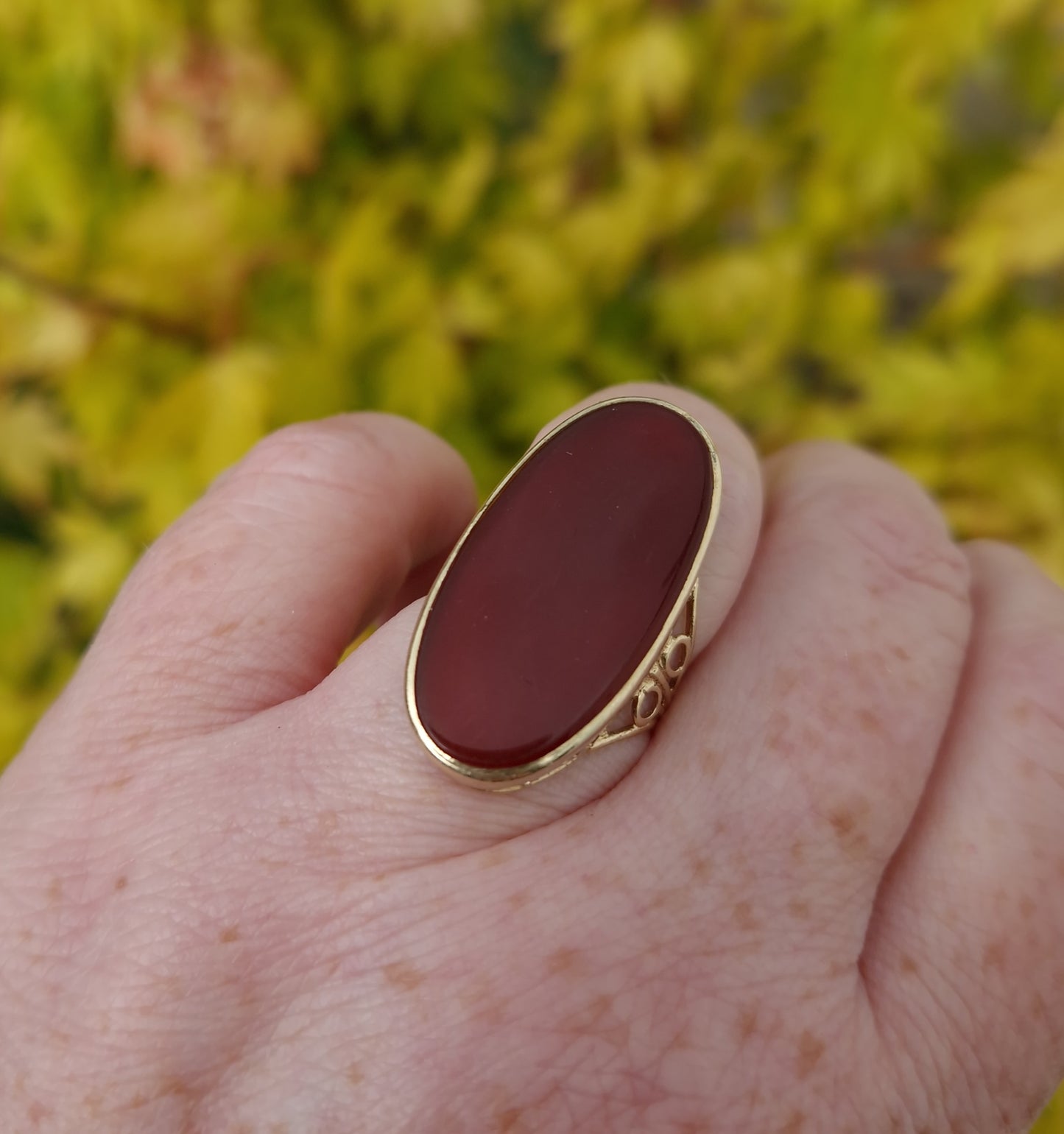 Vintage Carnelian Statement Ring 9ct Gold