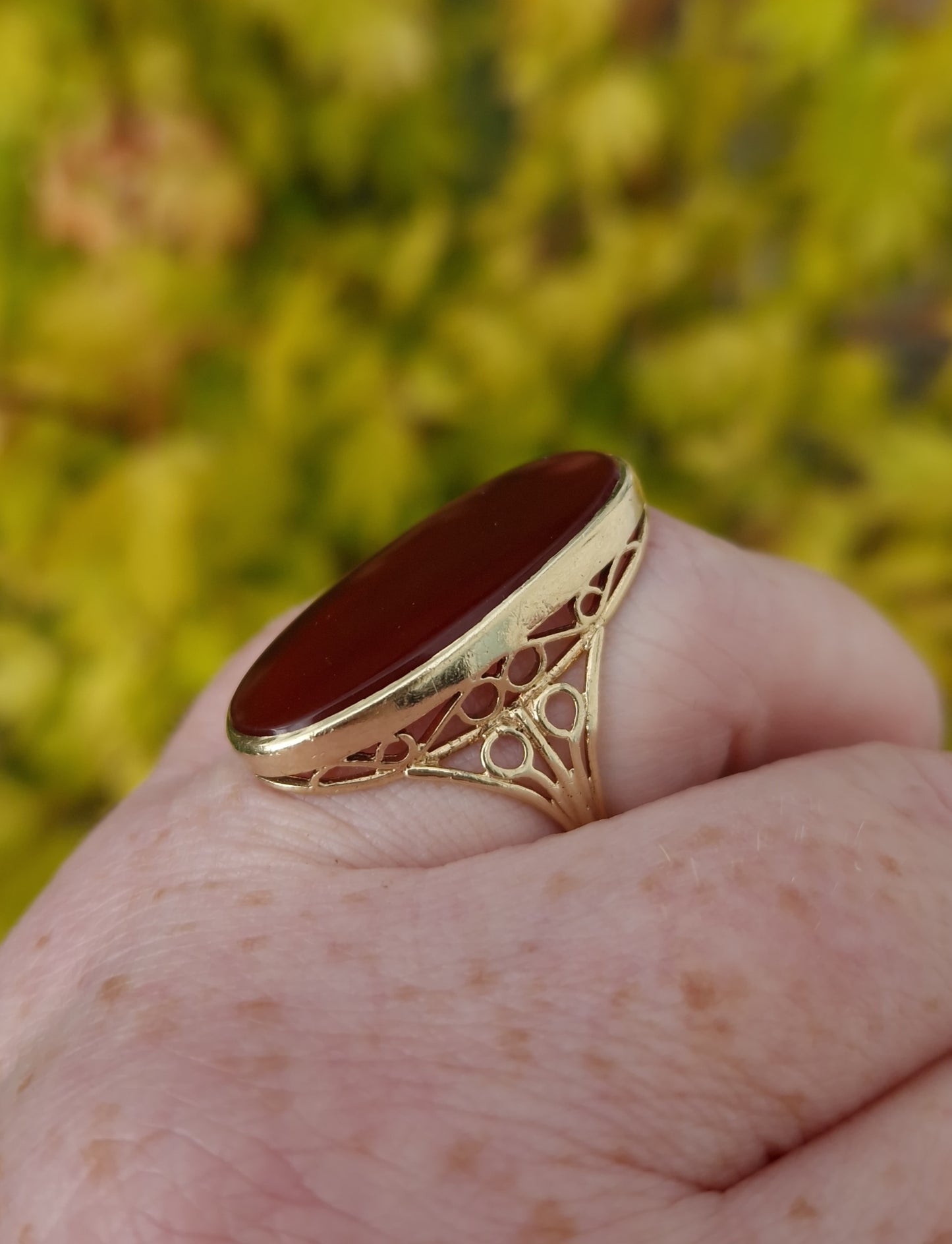 Vintage Carnelian Statement Ring 9ct Gold