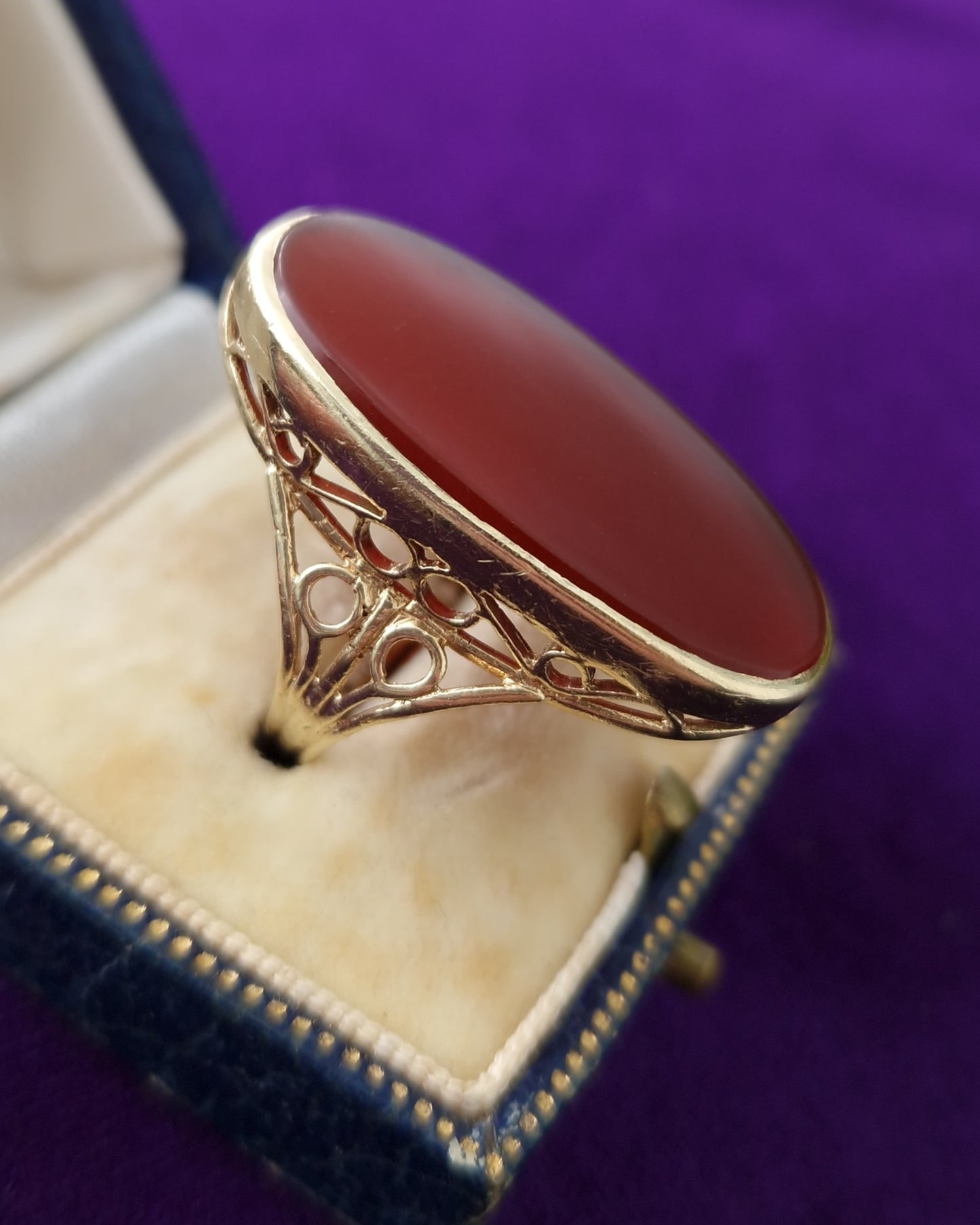 Vintage Carnelian Statement Ring 9ct Gold