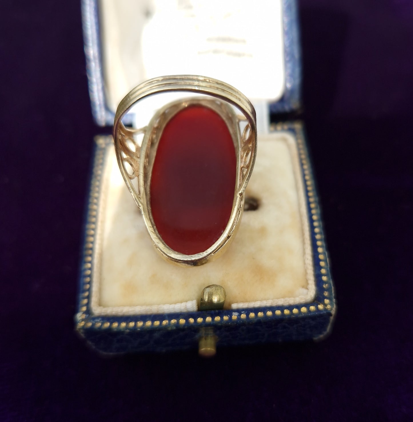 Vintage Carnelian Statement Ring 9ct Gold