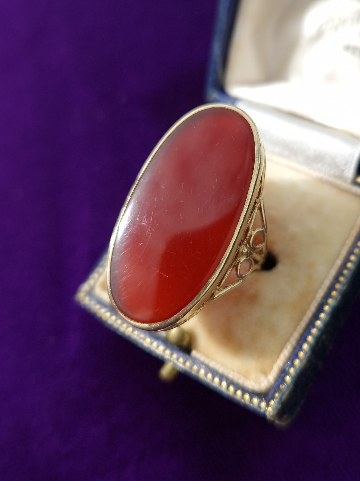 Vintage Carnelian Statement Ring 9ct Gold