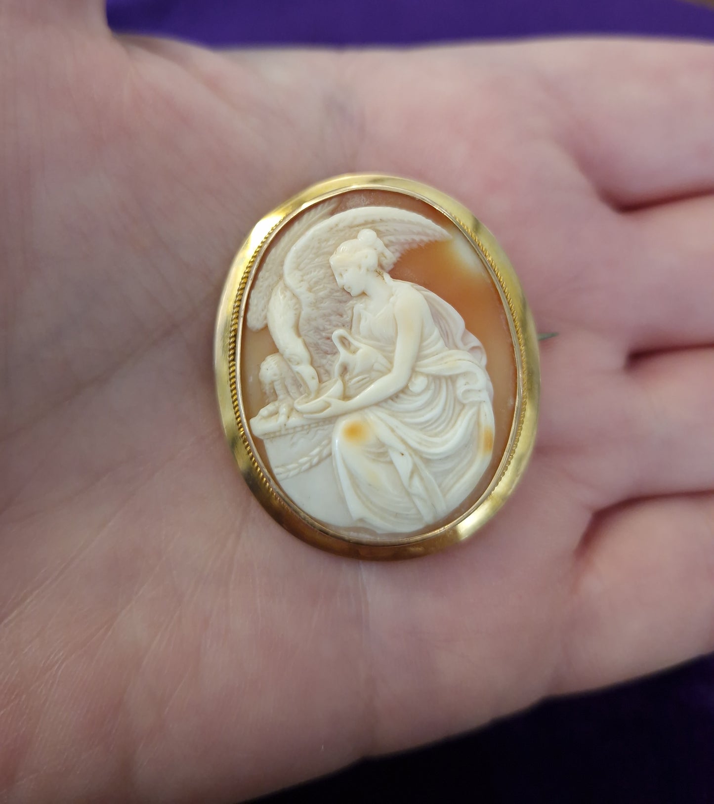 Antique 1902 Edwardian 15ct Gold Cameo Brooch