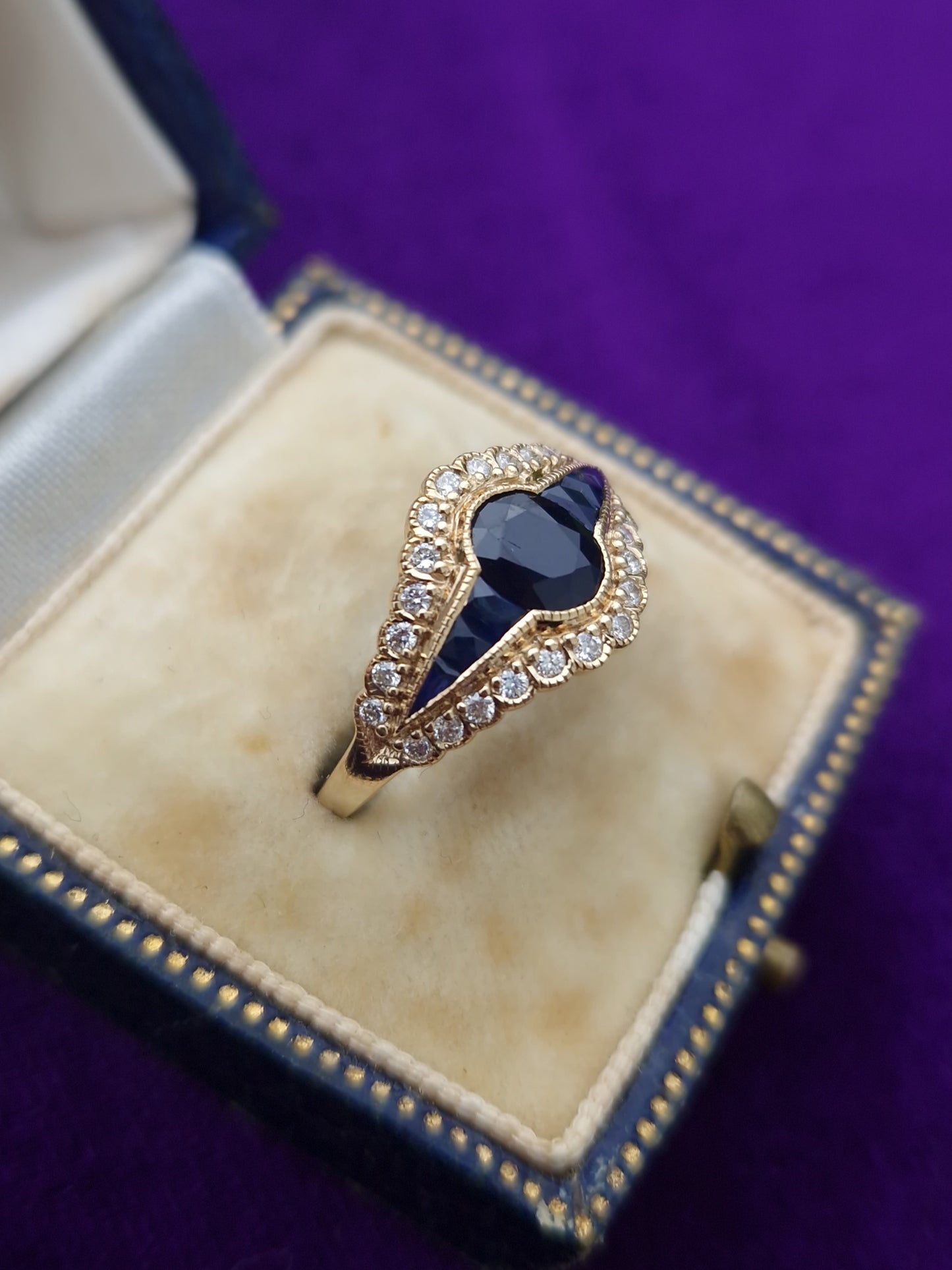 Vintage Sapphire Diamond Ring 9ct Gold