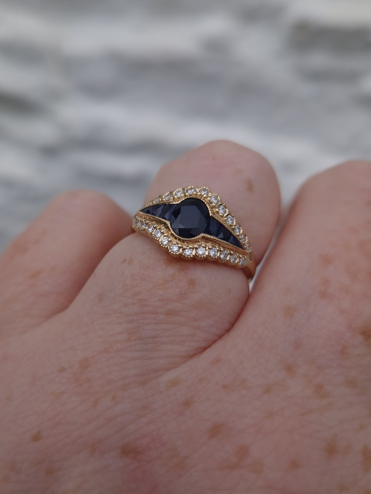 Vintage Sapphire Diamond Ring 9ct Gold