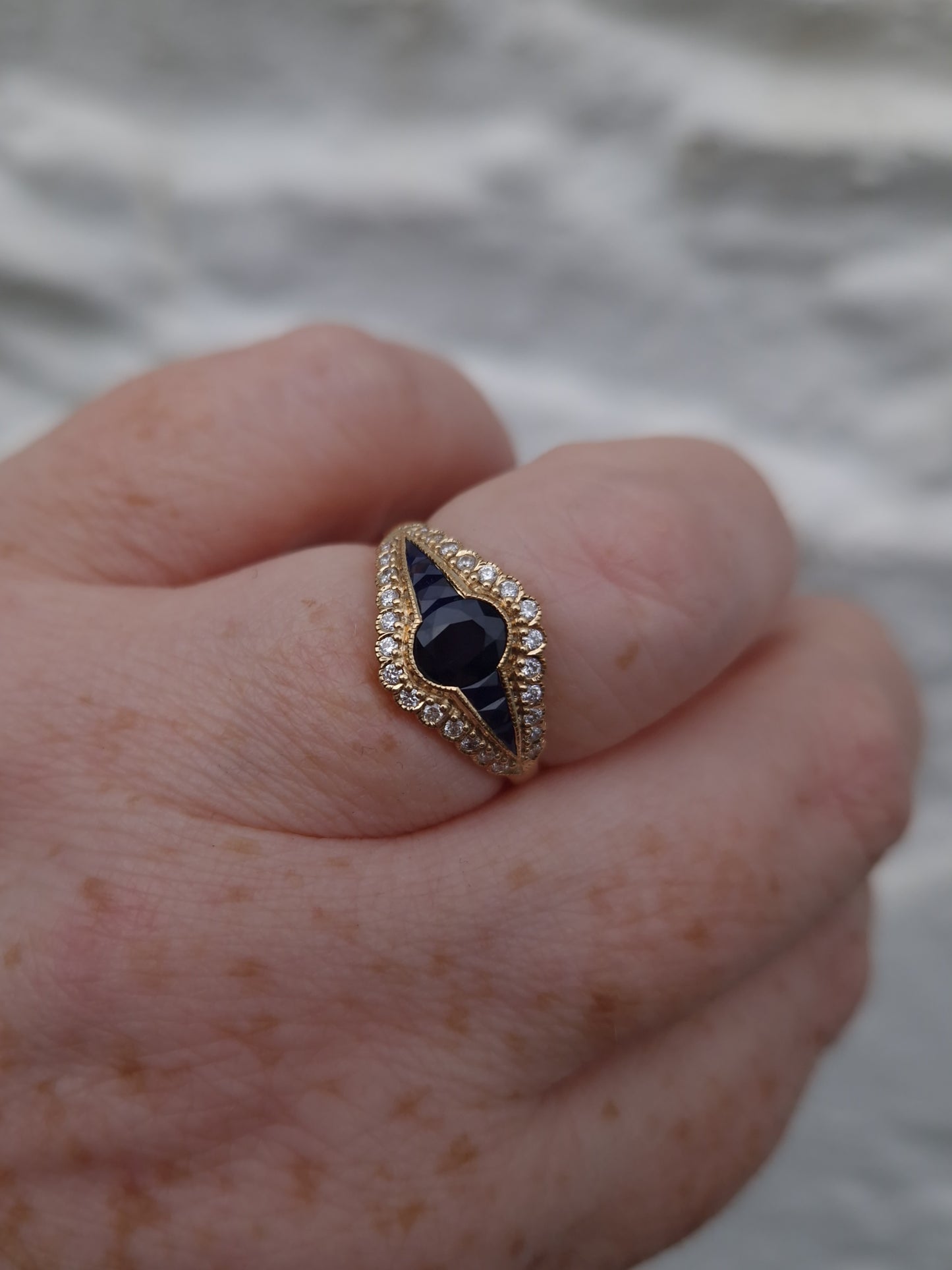 Vintage Sapphire Diamond Ring 9ct Gold