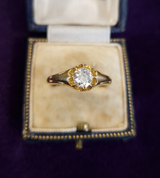 Antique 0.72ct Old European Cut Diamond 18ct Gold Ring