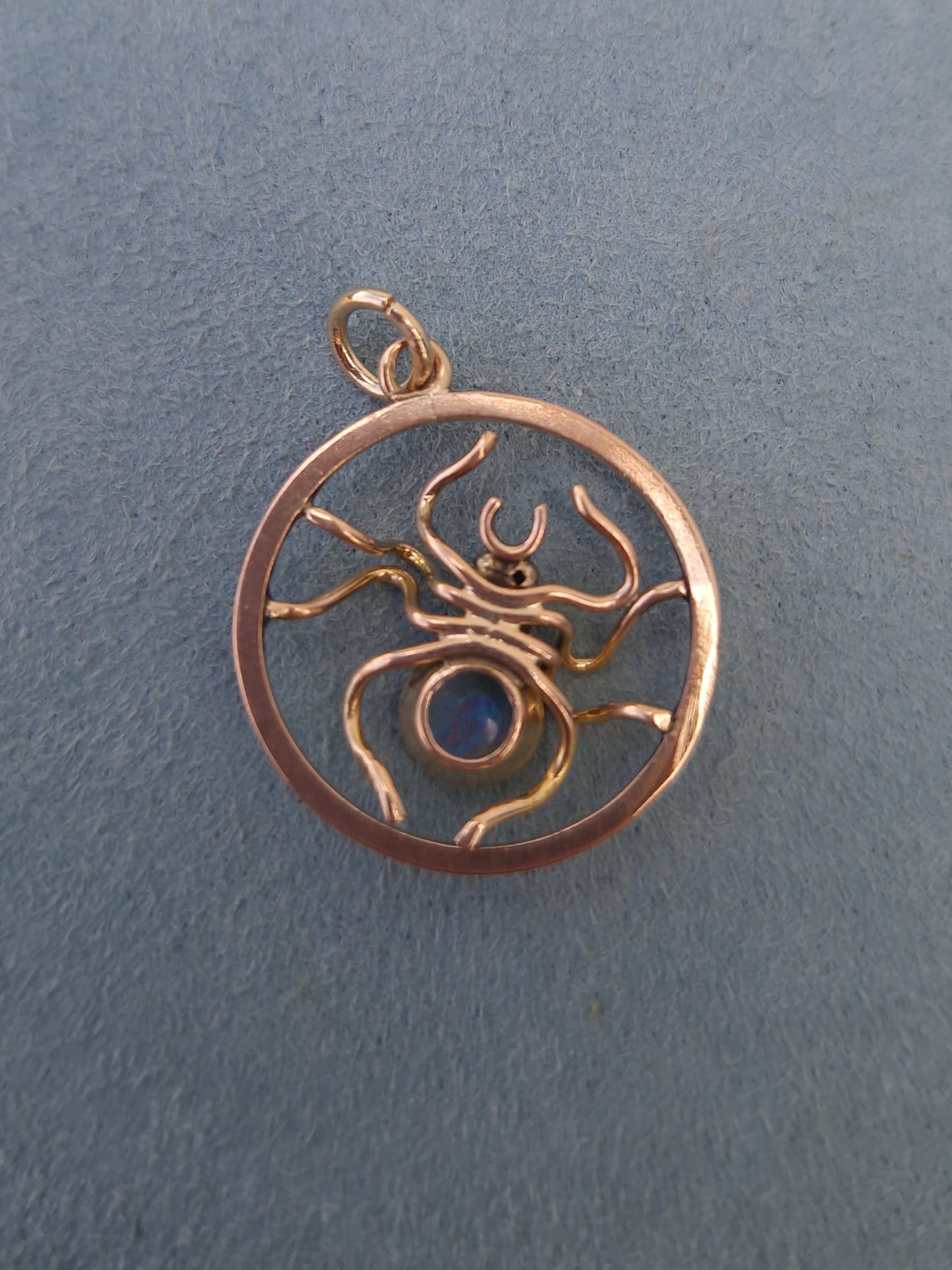 Antique Opal & Garnet Spider Pendant 9ct Gold